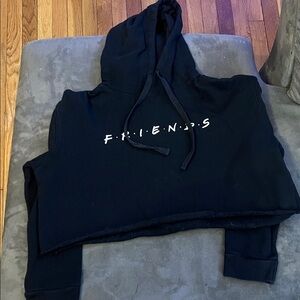 Black Cropped Hoodie with Friends Logo